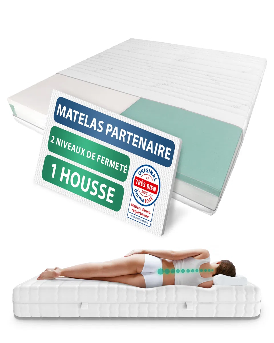 Matelas 180x200 pour 2 personnes - Double fermeté ferme & très ferme - Matelas à ressorts ensachés 180 x 200 - 1000 ressorts pour une adaptabilité optimale - Grand matelas pour couples