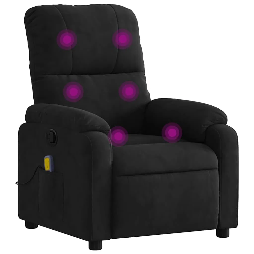 vidaXL Fauteuil inclinable de Massage Noir Tissu Microfibre