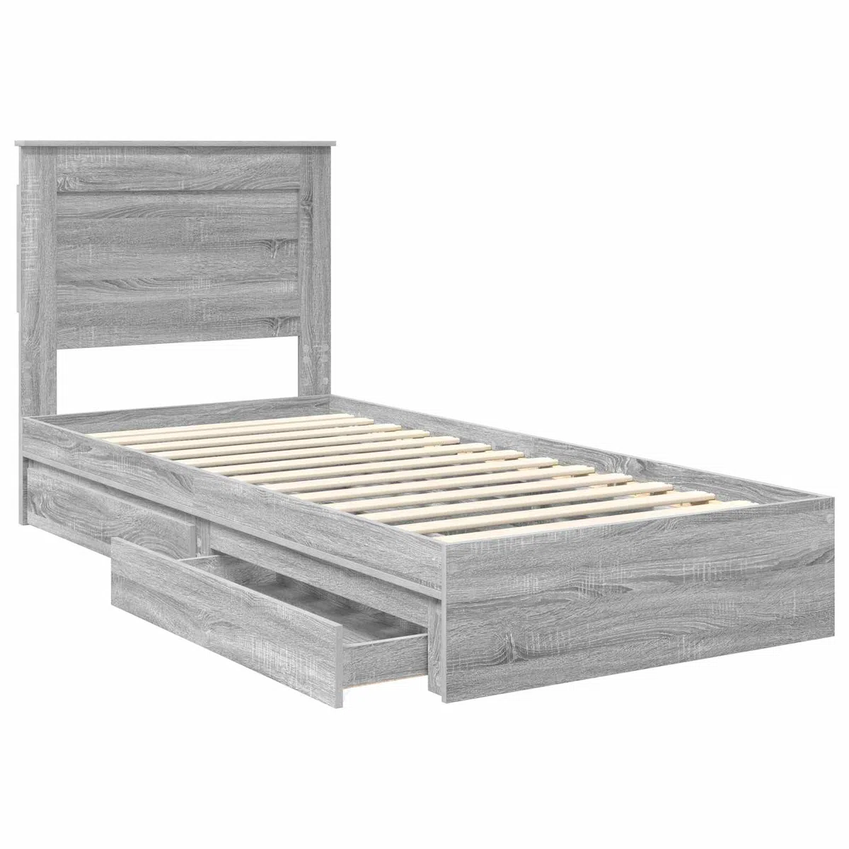 Lit de rangement gris Sonoma 100 x 200 cm Cadre de lit en bois