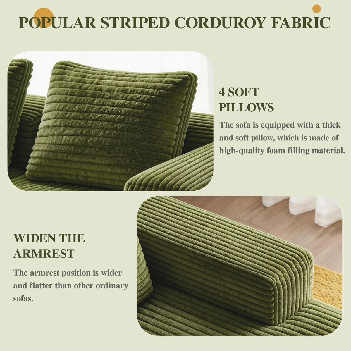 Canapé modulaire Cloud Couch 261 cm en forme de L avec chaise Vert