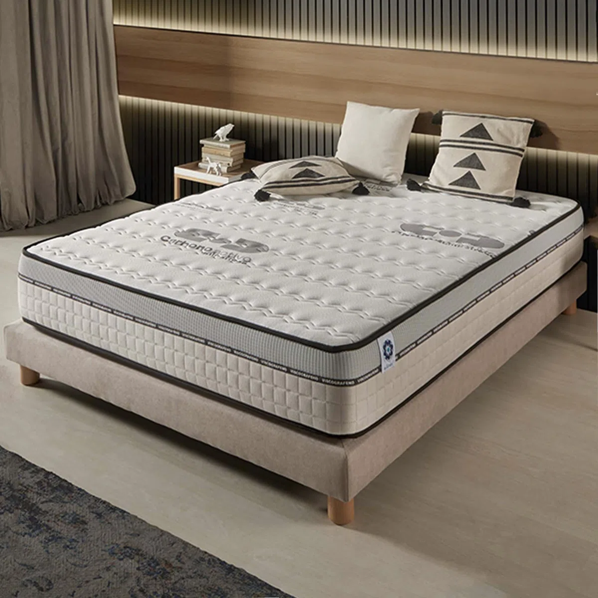NATURALEX - Visco-Carbone - Matelas 180x200 Noyau Hybride - Épais 30 cm