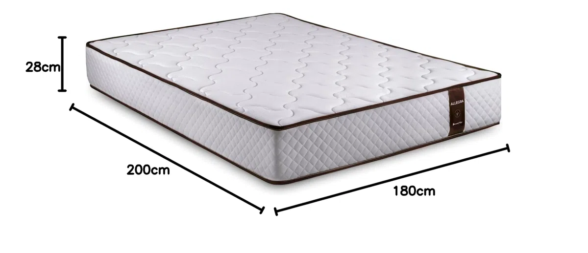 Matelas à ressorts ensachés 180x200 cm Allegra - Face Hiver/Été - Épaisseur +/- 27 cm - Mousse à mémoire de forme - Ferme/Mi-Ferme - Excellente indépendance de couchage - Tissus hypoallergéniques