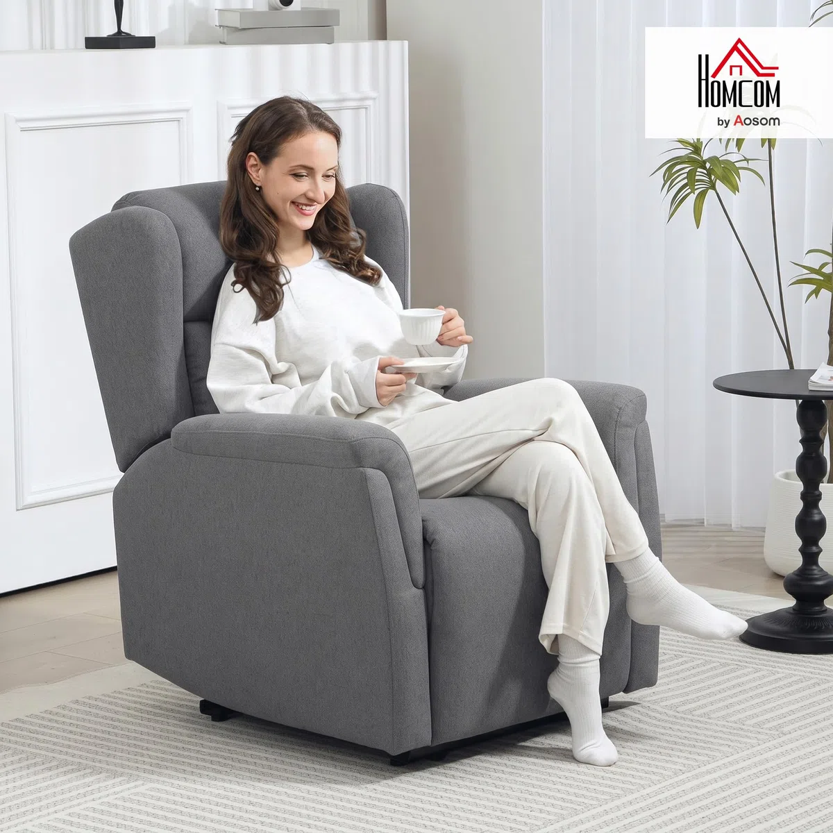HOMCOM Fauteuil Relax Inclinaison Dossier réglable Gris foncé