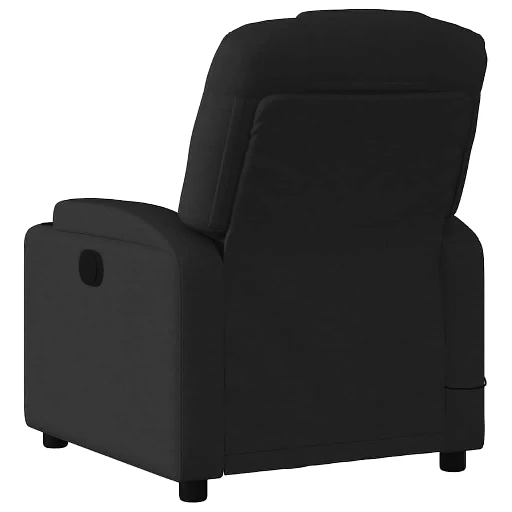 Fauteuil de massage électrique avec housse en tissu noir - Fonction couchage automatique et massage vibrant avec 6 points de massage - Rembourrage confortable - Porte-gobelet - Poche