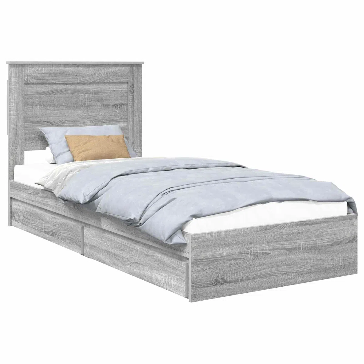Lit de rangement gris Sonoma 100 x 200 cm Cadre de lit en bois