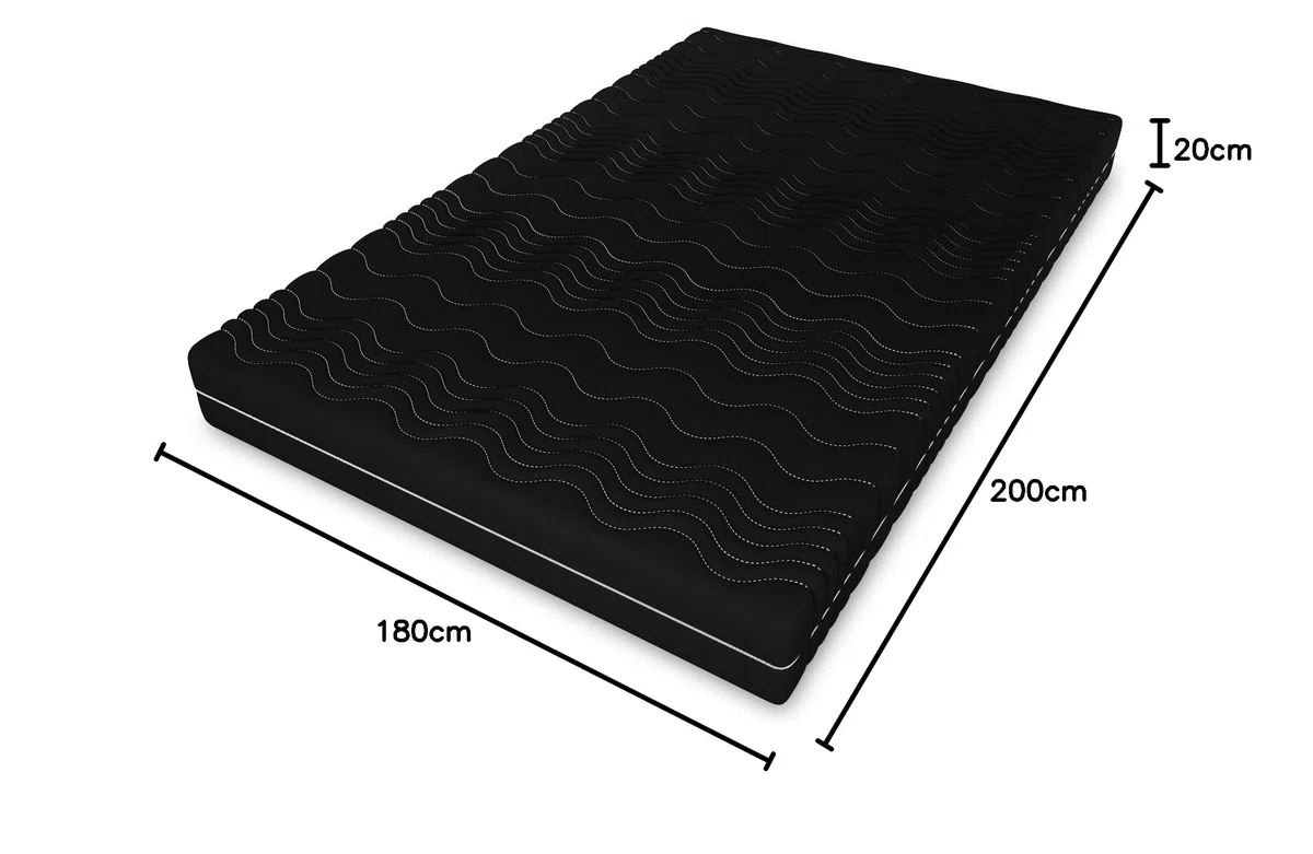 Matelas Premium 180 x 200 à ressorts ensachés H3 orthopédique Noir 20 cm