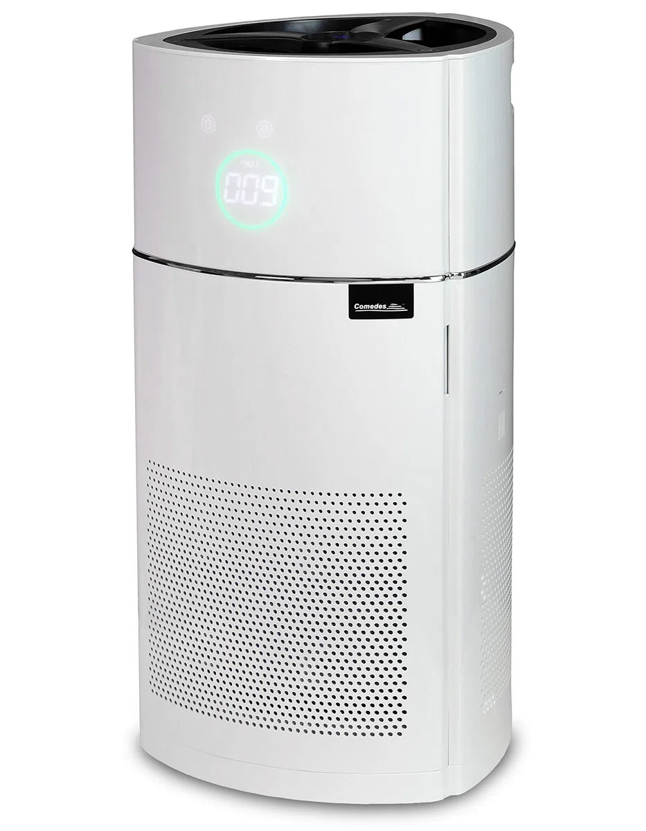 Comedes Lavaero 900 Purificateur d'air moderne à 5 niveaux avec charbon actif, filtre HEPA H13 et ioniseur CADR 380 m³/h Capteur de qualité de l'air (PM2.5) Idéal pour les personnes allergiques