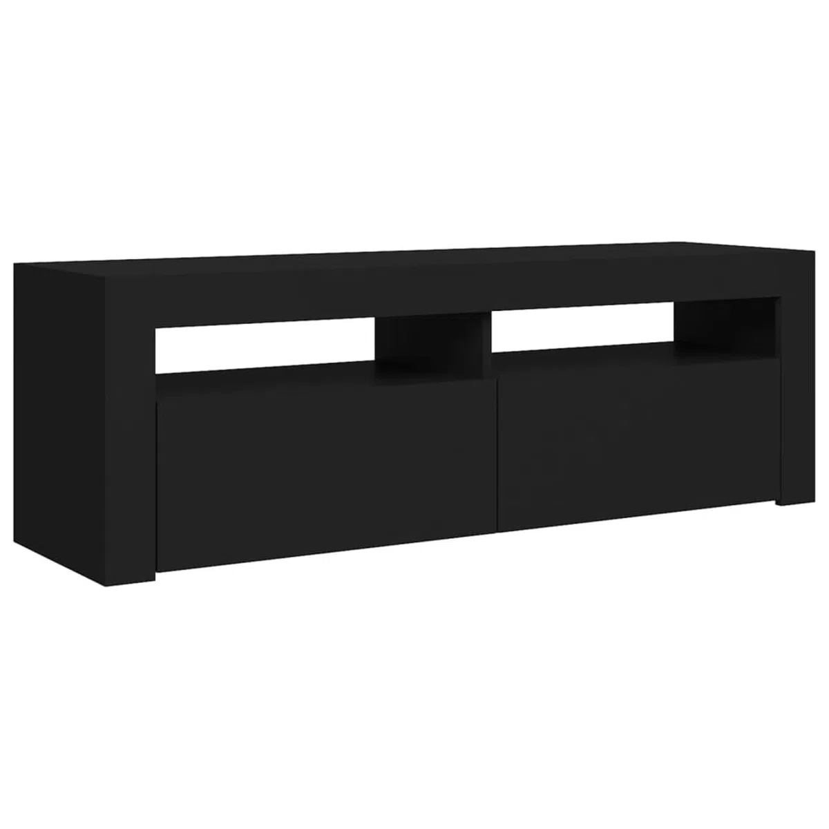 Meuble TV 120 cm Longueur avec Lumières LED - Moderne - Noir - 120 x 35 x 40 cm
