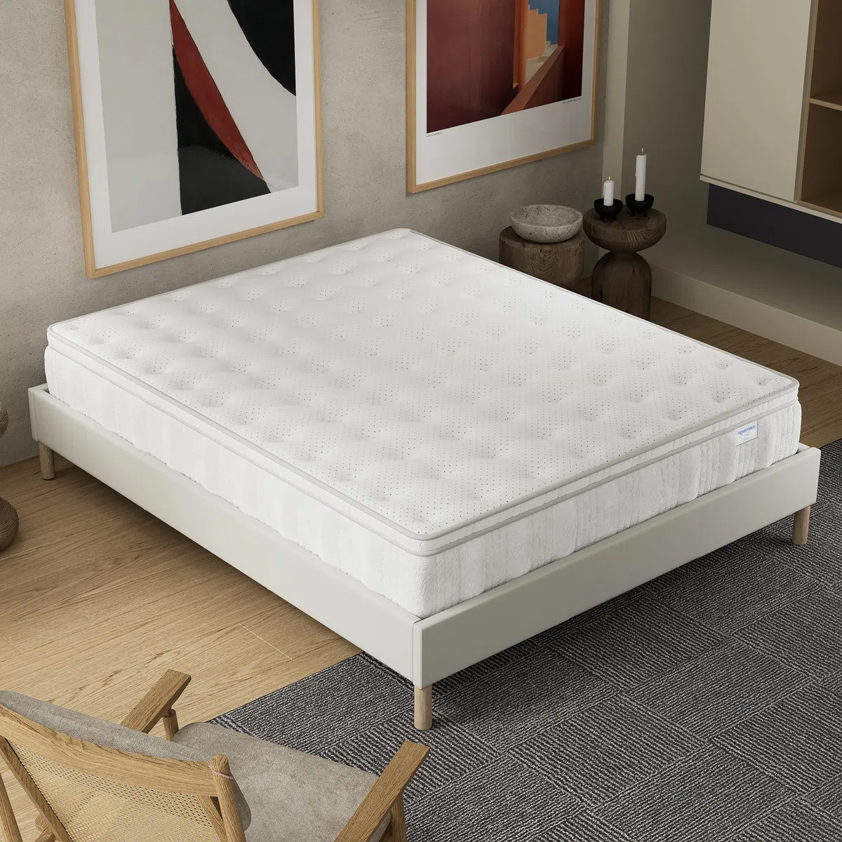 NOVEMBER Matelas Celestia 160 x 200 cm Épaisseur 30 cm – Ressorts ensachés & Mousse Charbon Actif - Absorption d'Humidité & Indépendance de Couchage - Confort Durable & Bien-être Garanti - SANITIZED