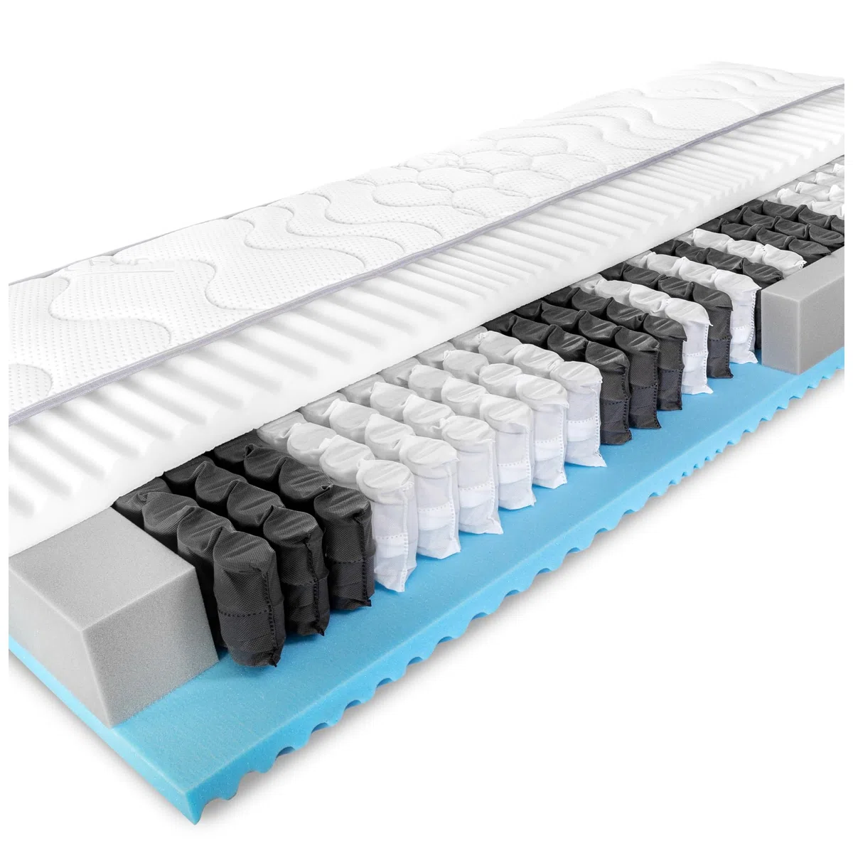 BMM Matelas 140 x 190 cm Confort 23 TFK Niveau de fermeté H4/Matelas à Ressorts ensachés certifié Öko-Tex/Matelas Ergonomique à 7 Zones Hauteur 23 cm/Matelas de Conception Allemande
