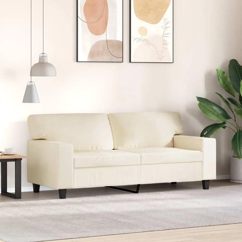 Canapé 2 places simili cuir crème 174 cm