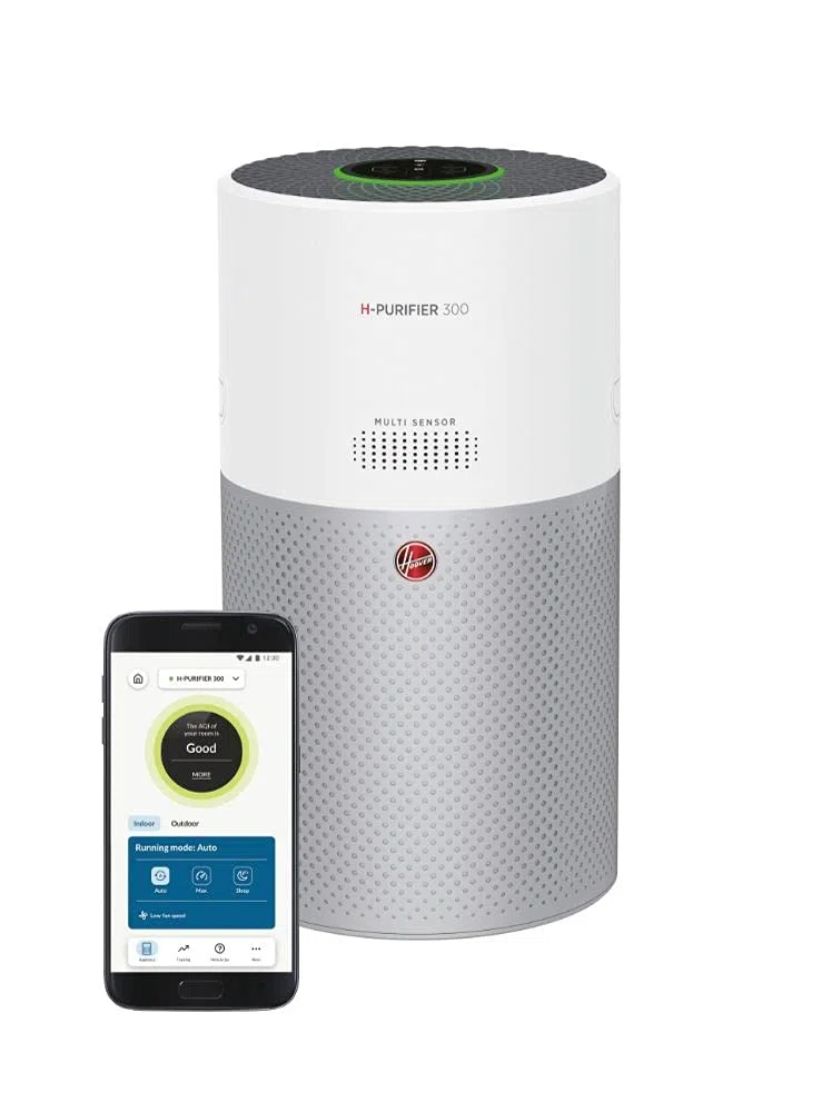 Hoover H-PURIFIER 300 HHP30C Purificateur d'Air, Filtration pour Allergie, Elimination de 99,97% des Bacteries, Ultra silencieux 21 dB, Filtre Hepa H13, 3 Vitesses, Classe énergétique A+
