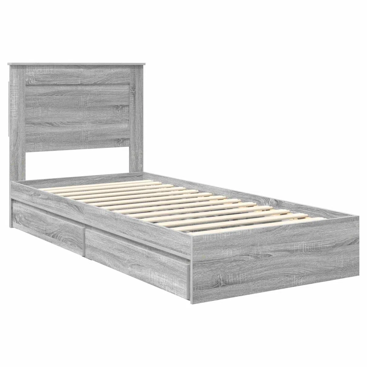 Lit de rangement gris Sonoma 100 x 200 cm Cadre de lit en bois