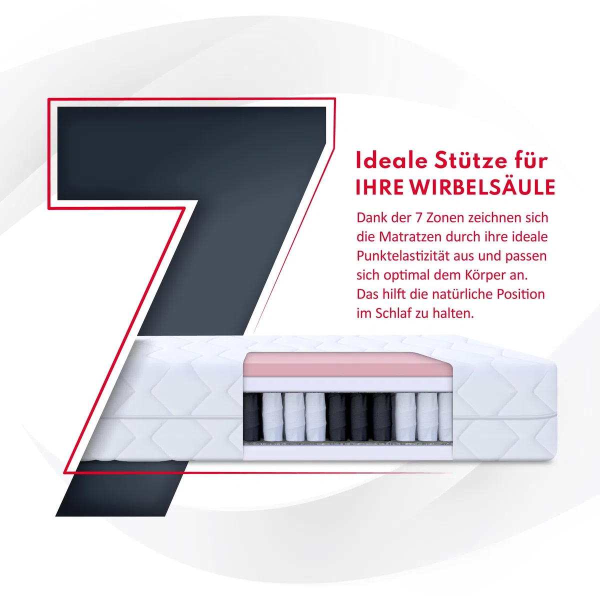 FDM Memory Duo Matelas 180x200 cm Épaisseur 27 cm Matelas à Ressorts Ensachés avec Mousse Visco Fermeté H2 H3 Deux Faces 7 Zones de Confort Housse Lavable Oeko-TEX Hypoallergénique