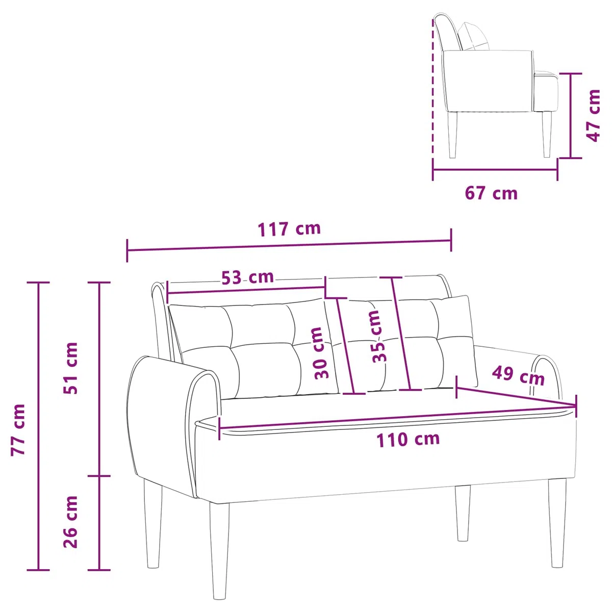 vidaXL Canapé Love Seat avec capitonnage en Boutons Crème Bouclé