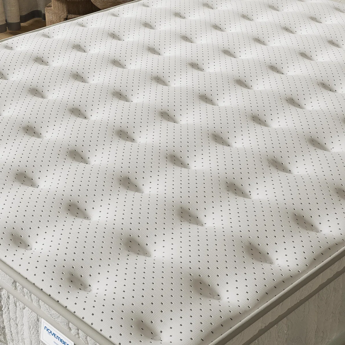 NOVEMBER Matelas Celestia 160 x 200 cm Épaisseur 30 cm – Ressorts ensachés & Mousse Charbon Actif - Absorption d'Humidité & Indépendance de Couchage - Confort Durable & Bien-être Garanti - SANITIZED