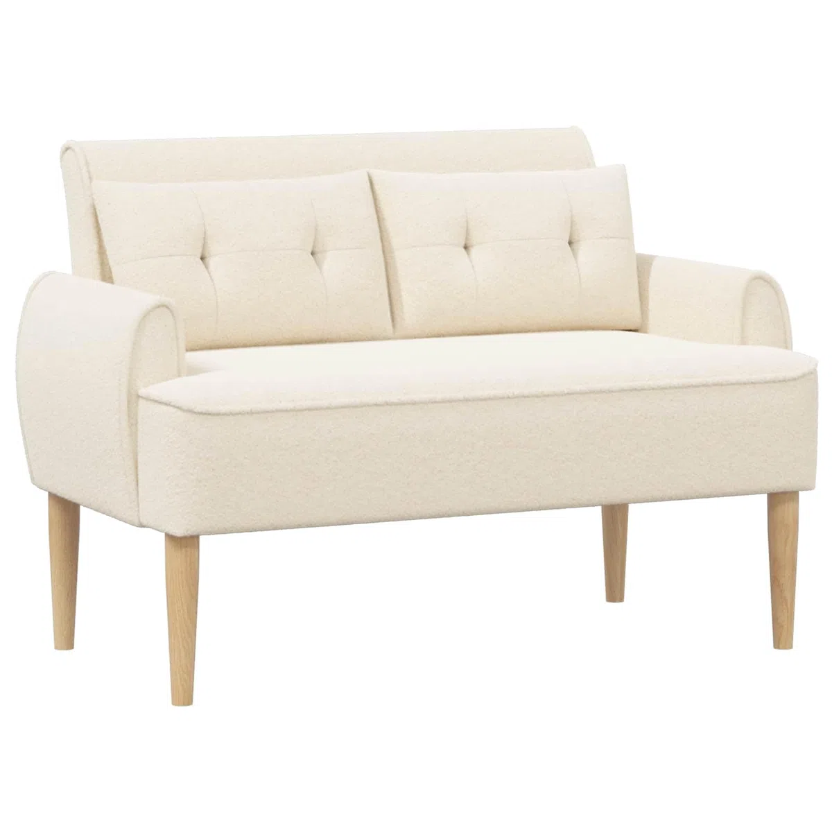 vidaXL Canapé Love Seat avec capitonnage en Boutons Crème Bouclé