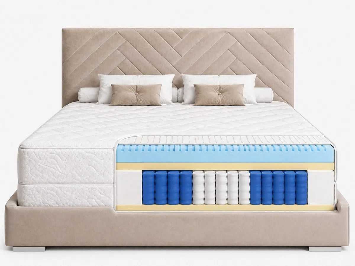 Matelas Premium 180 x 200 à ressorts ensachés H3 orthopédique Noir 20 cm