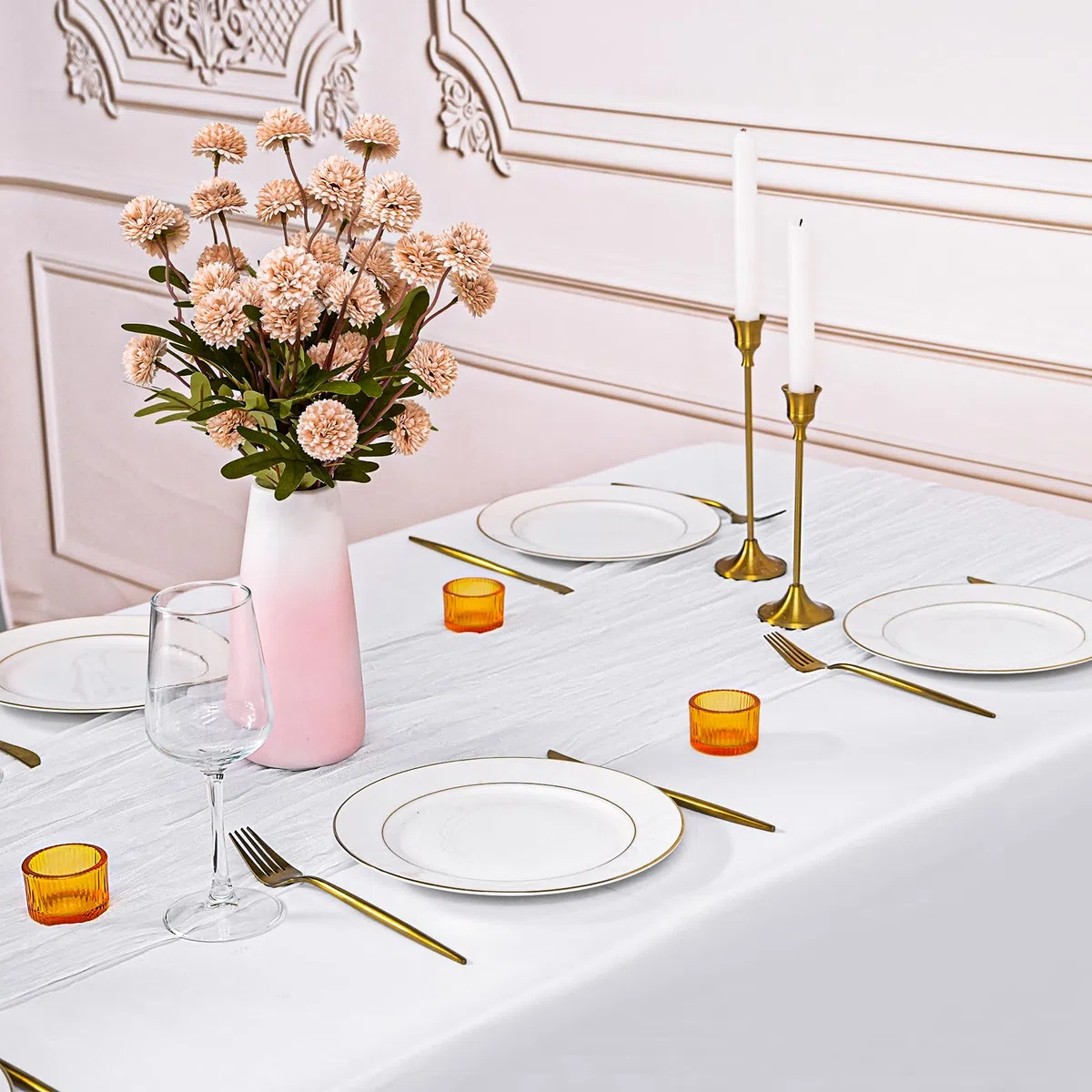 6 pièces de Nappe en Mousseline de Lin Blanc 55x300cm Boho Gaze Tissu fromage Chemin de table 10FT Longues rustiques Tissu Décorations de table pour la fête de mariage, la mariée, la baby shower