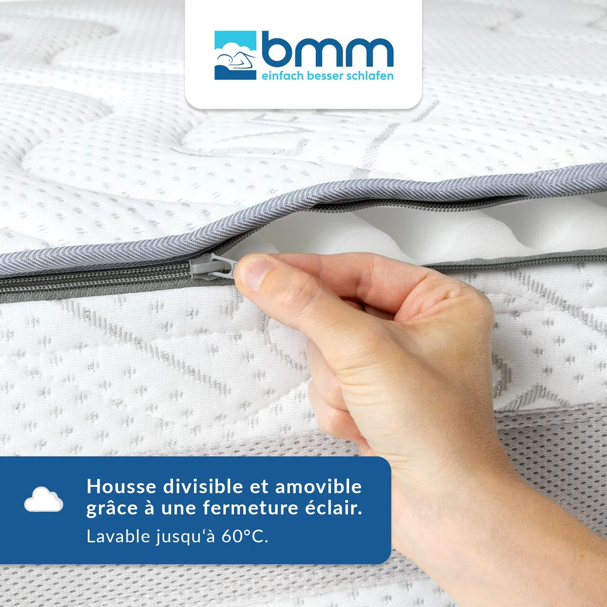 BMM Matelas 140 x 190 cm Confort 23 TFK Niveau de fermeté H4/Matelas à Ressorts ensachés certifié Öko-Tex/Matelas Ergonomique à 7 Zones Hauteur 23 cm/Matelas de Conception Allemande