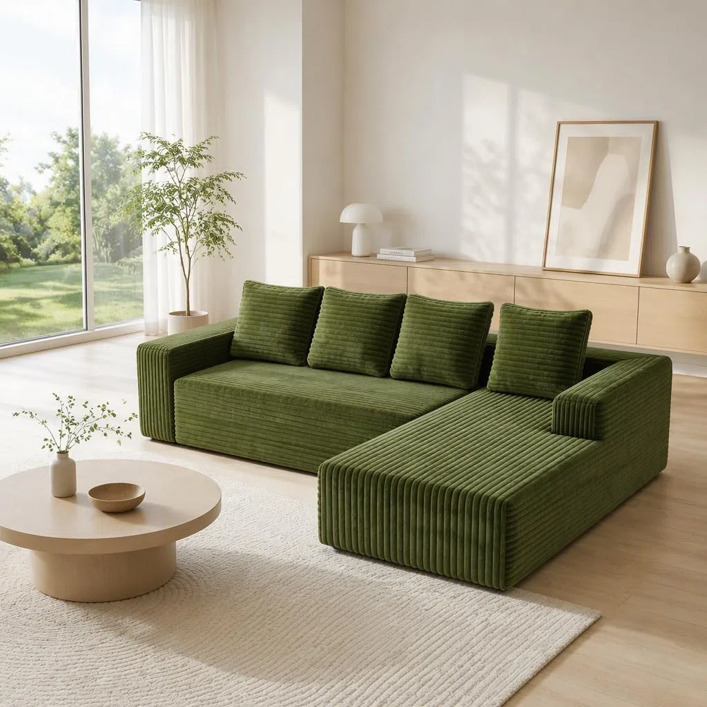 Canapé modulaire Cloud Couch 261 cm en forme de L avec chaise Vert