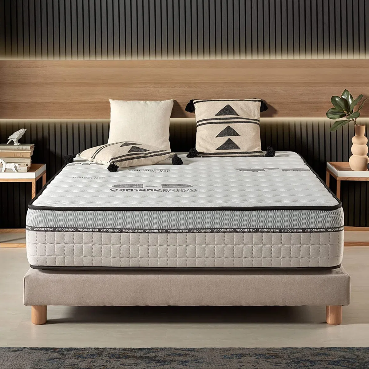 NATURALEX - Visco-Carbone - Matelas 180x200 Noyau Hybride - Épais 30 cm