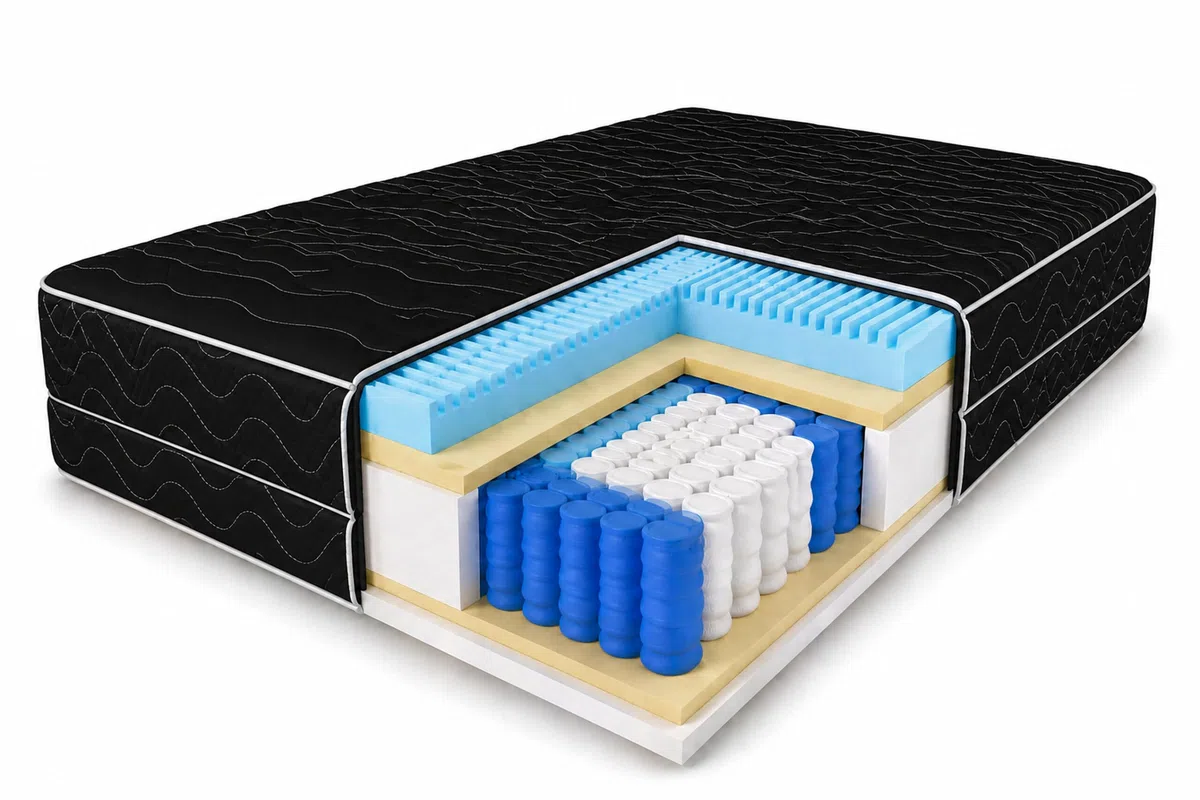 Matelas Premium 180 x 200 à ressorts ensachés H3 orthopédique Noir 20 cm