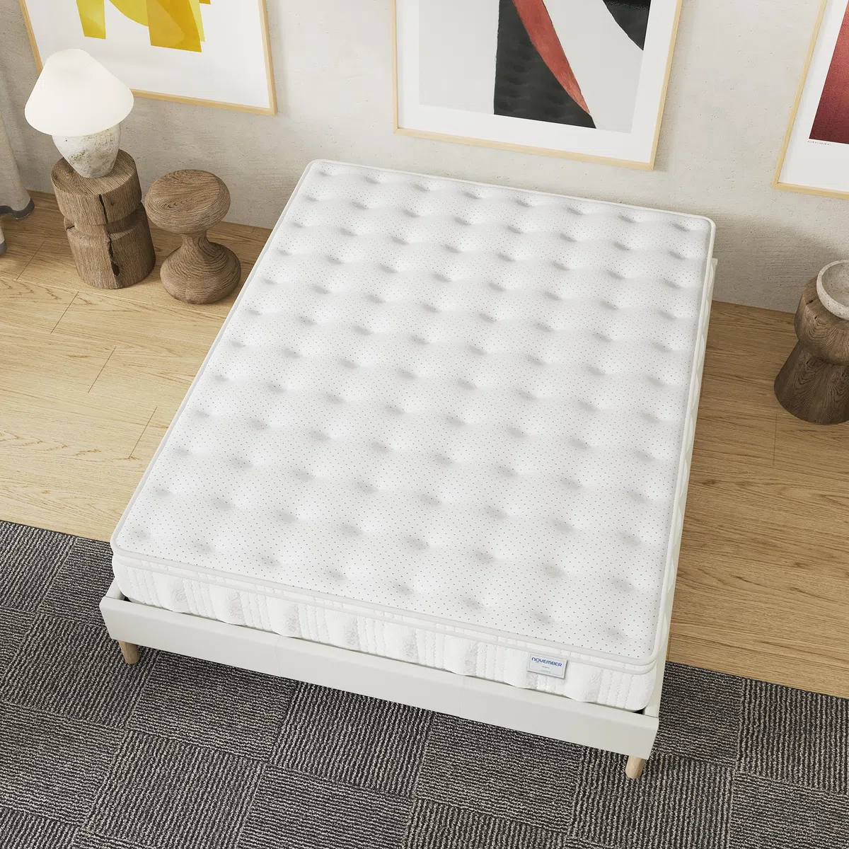 NOVEMBER Matelas Celestia 160 x 200 cm Épaisseur 30 cm – Ressorts ensachés & Mousse Charbon Actif - Absorption d'Humidité & Indépendance de Couchage - Confort Durable & Bien-être Garanti - SANITIZED