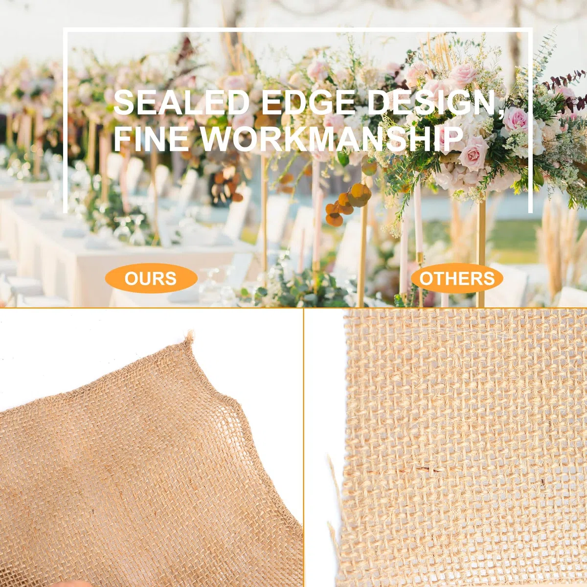Chemin de Table en Toile de Jute Naturel 30cmx10M - Ruban Décoratif Doré pour Table - Rouleau de Jute pour Décoration