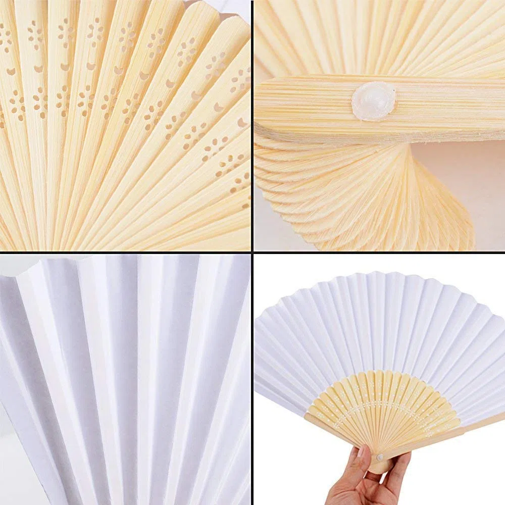 40 Eventail Blanc de Papier Mariage pour Invités Cadeau Fête Décoration